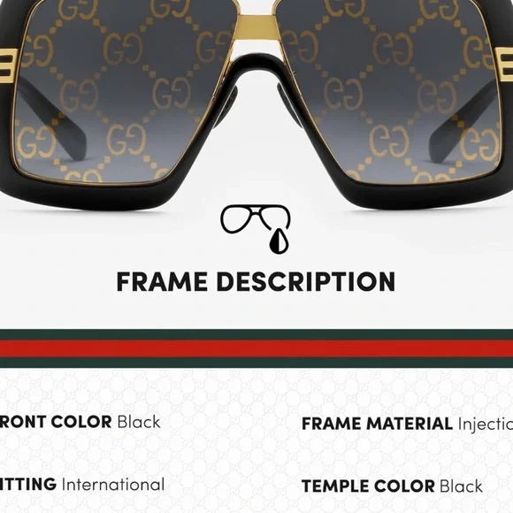 Gucci Black and Gold Patterned Sunglasses - Picture 2 of 3